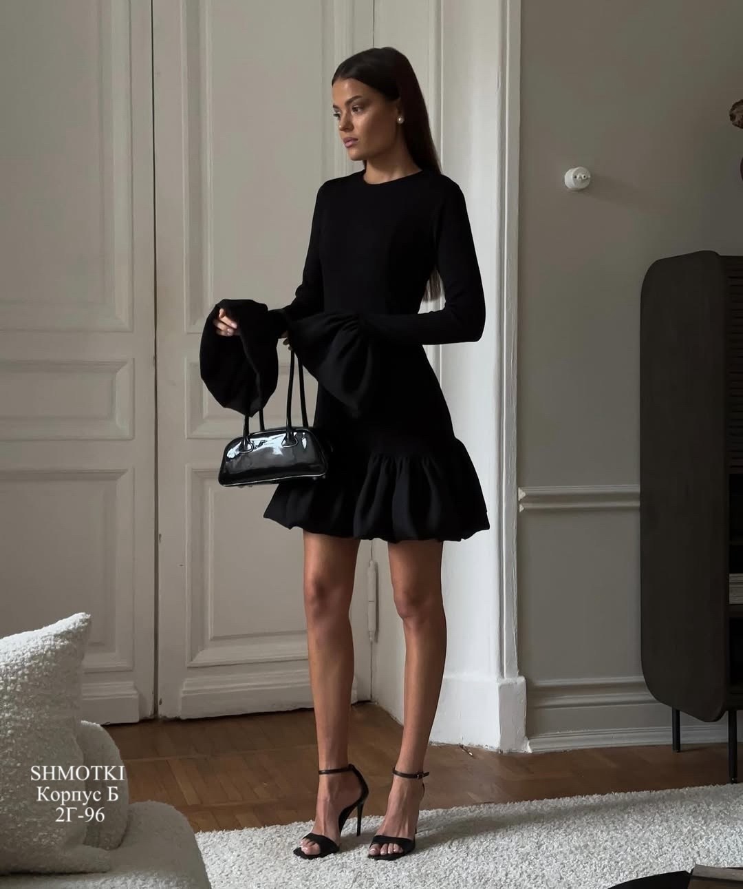 платье модное,черное платье с воланами,нарядное платье,стильное платье,платье