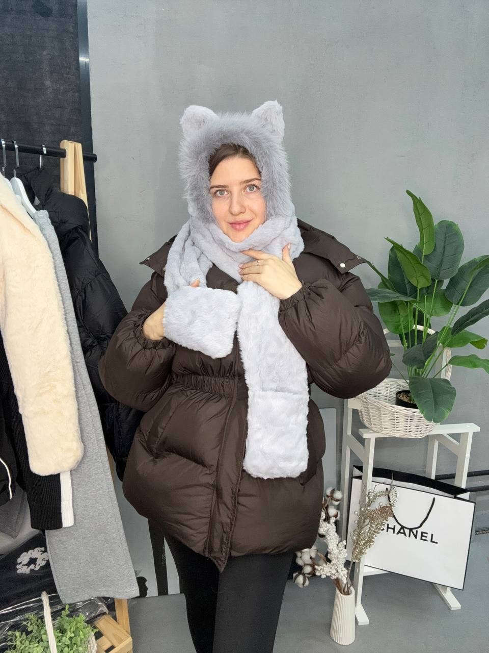 шапка шарф с ушками,шапка шарф,шапка с ушками меховая,шапки с ушами,меховая шапка