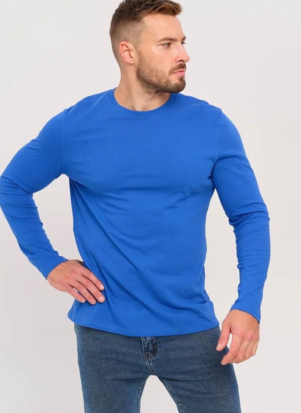 лонгслив uzcotton взрослый однотонный,лонгслив с длинный рукавом,мужской лонгслив,лонгслив мужской спортивный с длинным рукавом,синий лонгслив