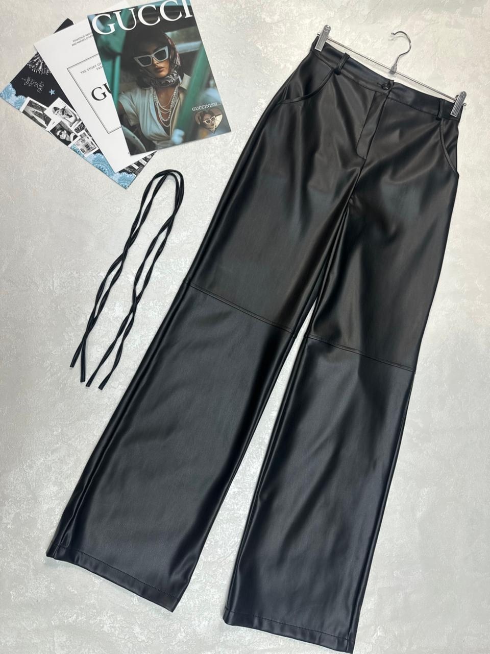 кожаные широкие брюки,кожаные брюки,брюки женские кожаные,модные кожаные брюки,кожаные штаны