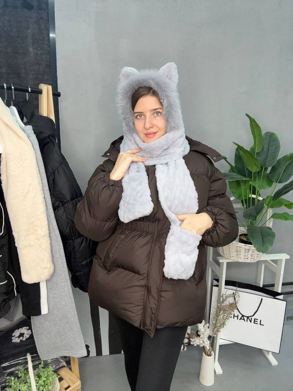 шапка шарф с ушками,шапка шарф,шапка с ушками меховая,шапки с ушами,меховая шапка