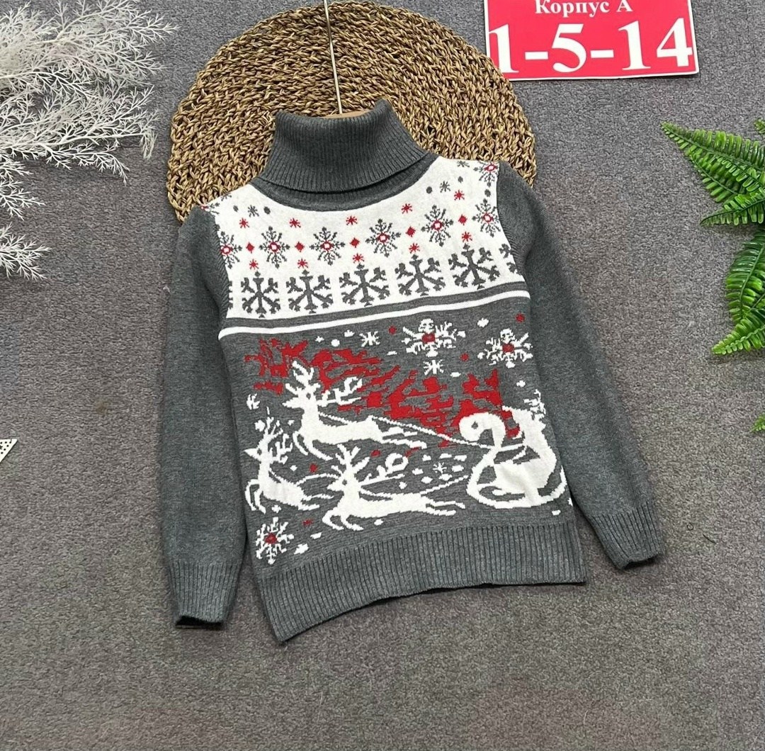 свитер детский с оленями,джемпер детский,детский свитер,свитер для девочек,свитер детская