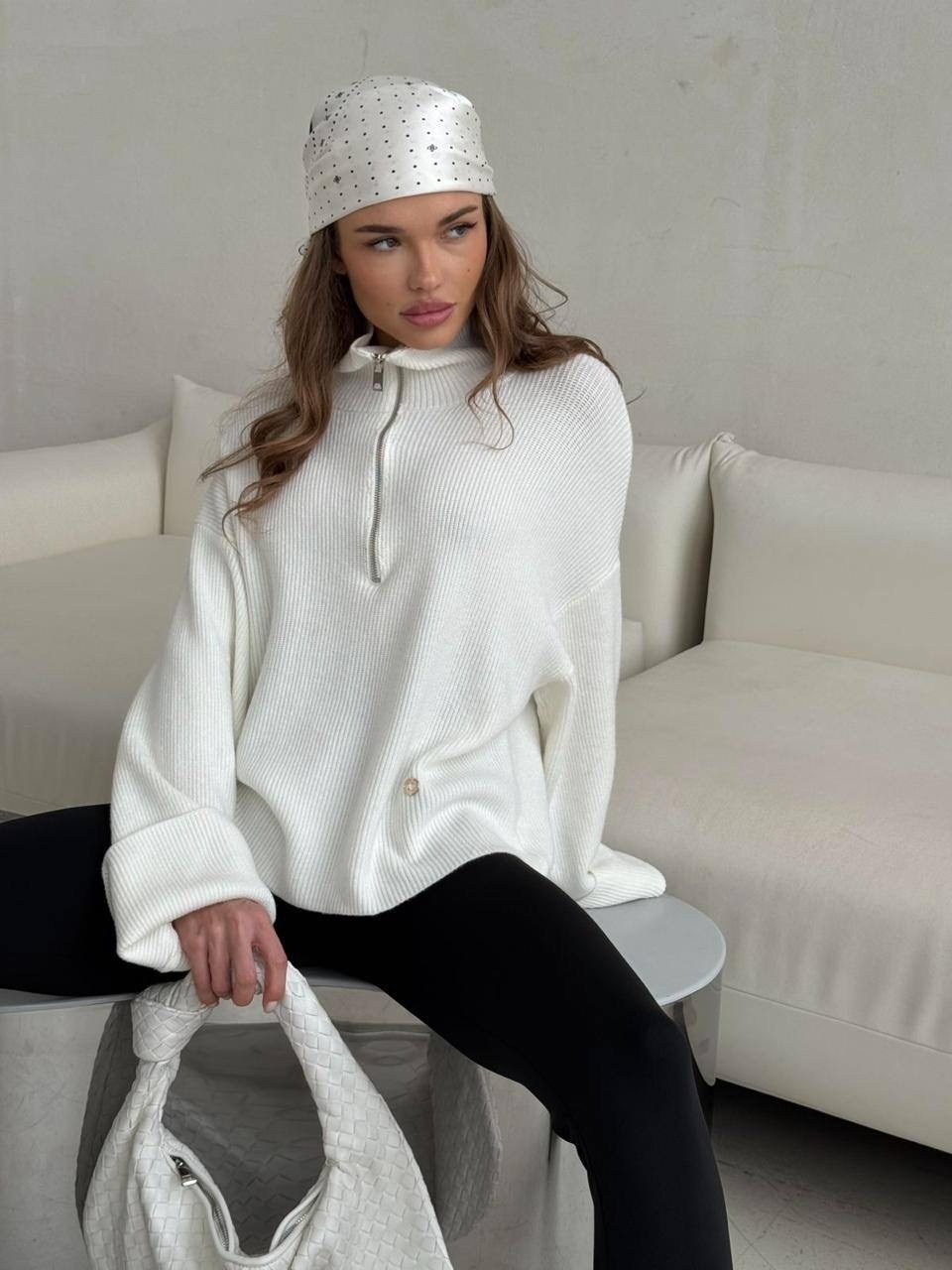 свитшот вязаный,свитера женские,свитер женский белый,свитер с замком,женская кофта