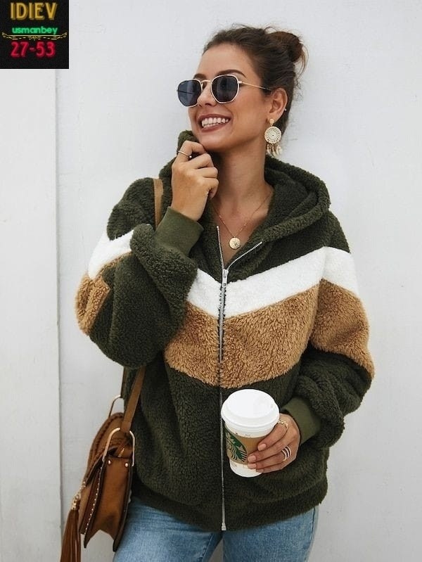 плюшевая куртка женская,модная толстовка,теплая женская куртка,плюшевая куртка с капюшоном,флисовая куртка с капюшоном