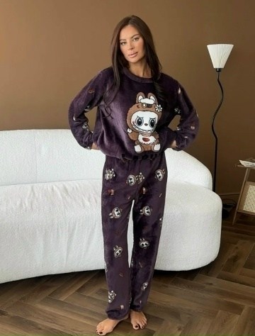 пижама теплая,пижама со штанами теплая плюшевая,пижама плюшевая,домашняя одежда пижама,пижама женская теплая