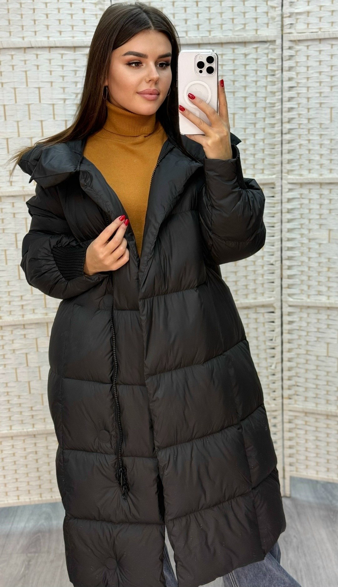 пуховик двусторонний,пуховик,женский пуховик,удлиненный зимний пуховик,пуховик зимний длинный с капюшон