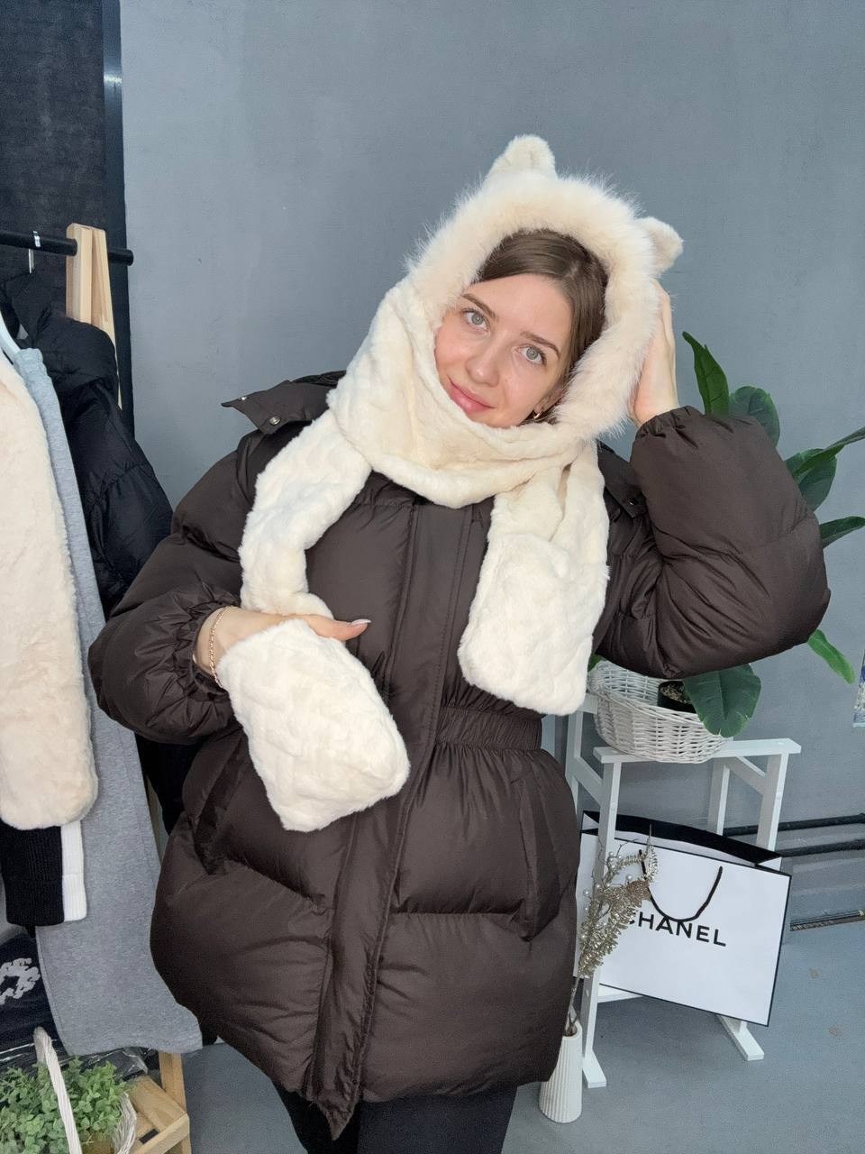 шапка шарф с ушками,шапка шарф,шапка с ушками меховая,шапки с ушами,меховая шапка