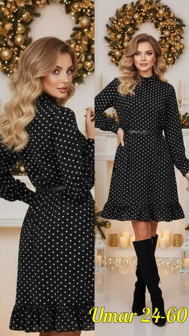 платье женская,платье,платье в горошек повседневное,модное платье,платье в горошек