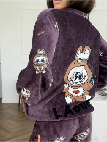 пижама теплая,пижама со штанами теплая плюшевая,пижама плюшевая,домашняя одежда пижама,пижама женская теплая