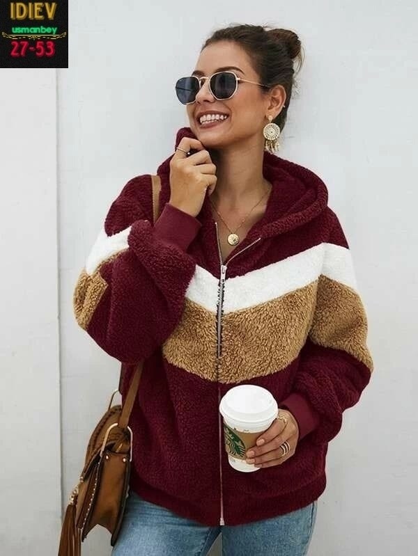 плюшевая куртка женская,модная толстовка,теплая женская куртка,плюшевая куртка с капюшоном,флисовая куртка с капюшоном