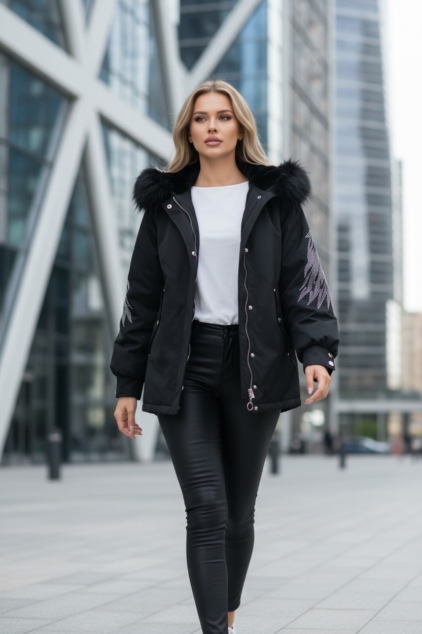 куртка с крыльями на спине,куртка меховая,куртка с мехом,куртка женская с мехом,куртка