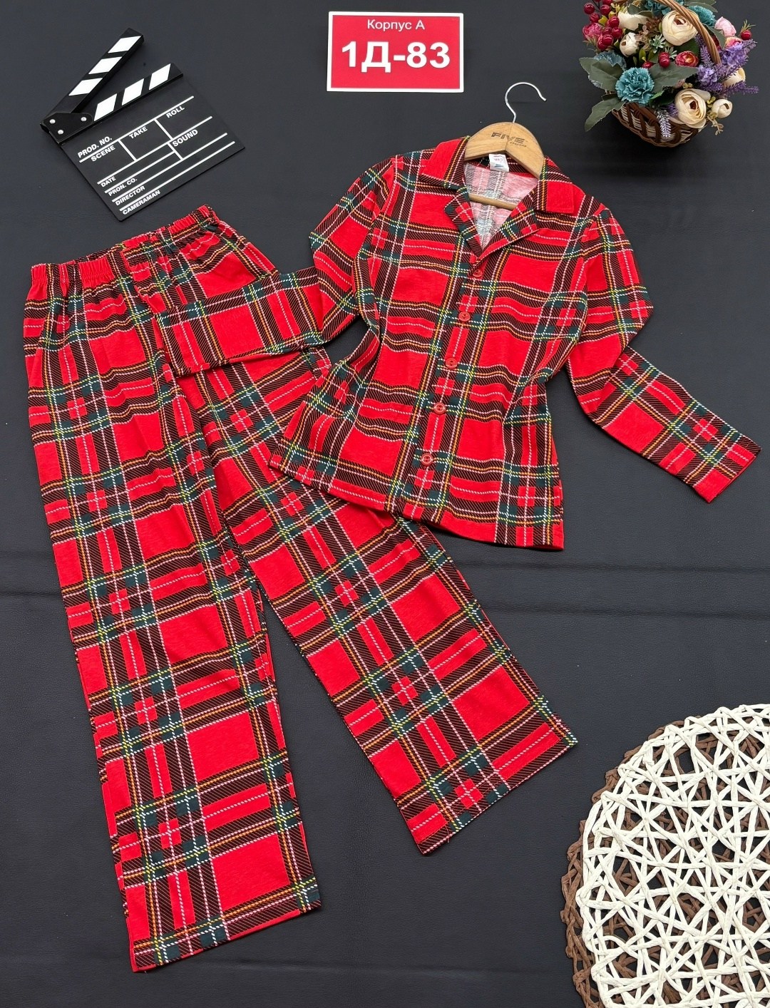 детская пижама в клетку красная,пижама в клетку,пижама в клеточку,пижама детская в клетку,детские пижамы в клетку