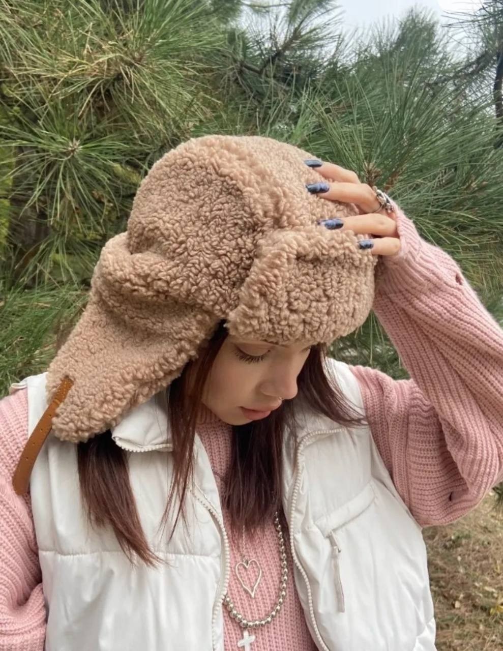 девушка,шапка ушанка зимняя,мода макияж,зимние шапки,шапка ушанка женская эко мех зимняя