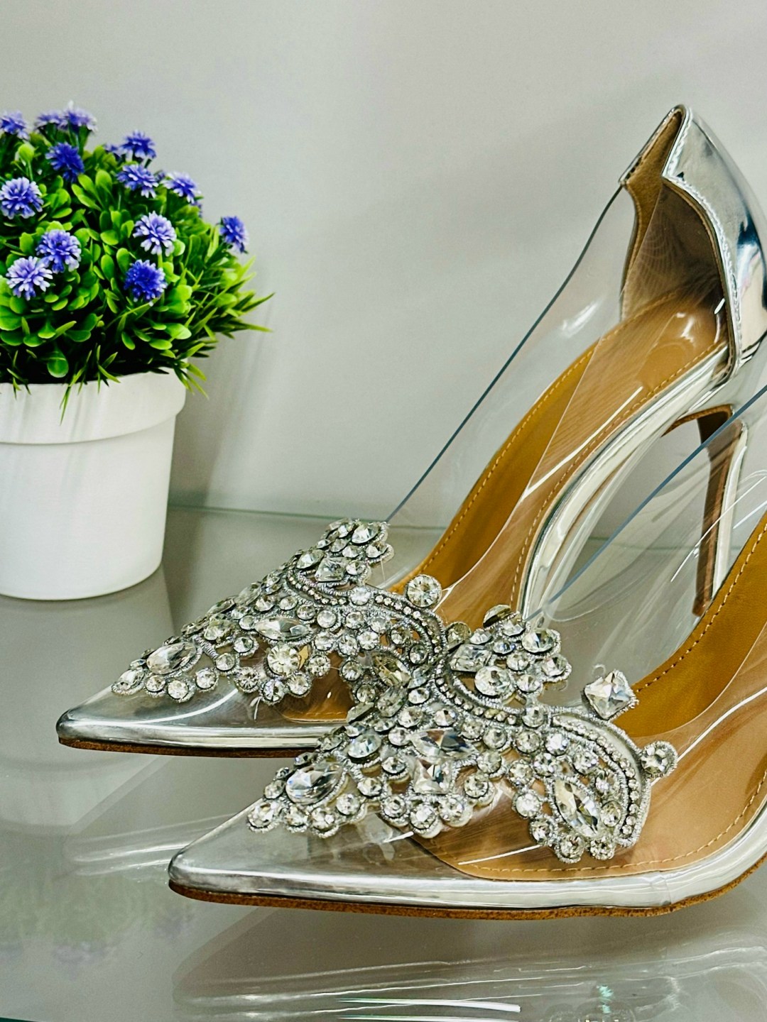 туфли прозрачные,женские туфли лодочки,,серебристые туфли,свадебная