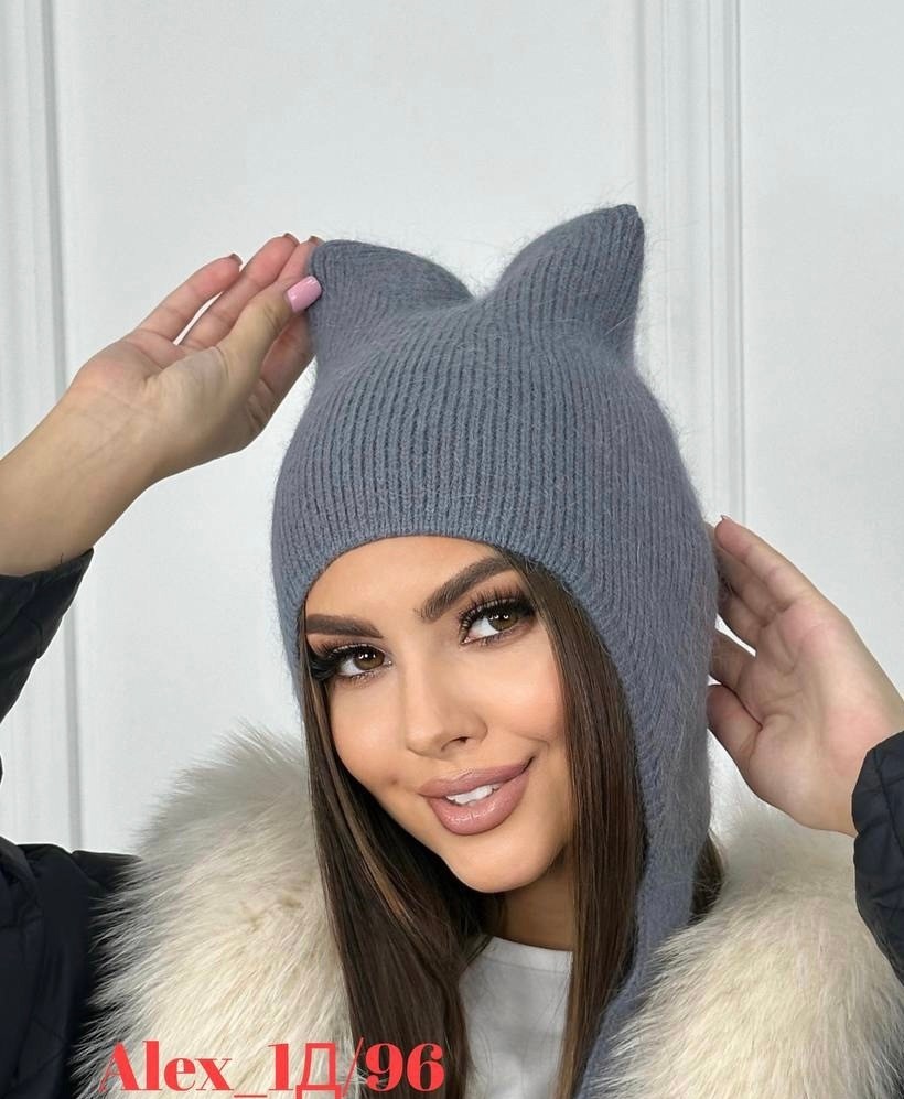 шапка женская,шапка с ушками,женская шапка из ангоры,шапка для женщин,шапка с ушками зимняя