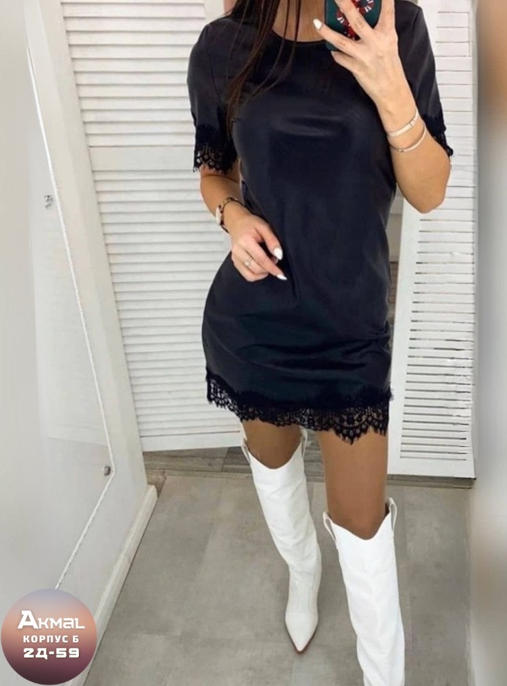 платье женские,платье,платье из экокожи,платье с кружевами,кожаное платье