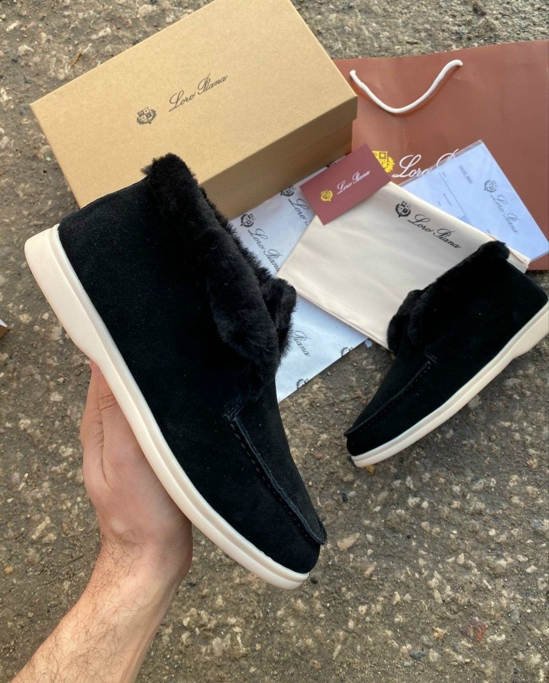 зимние замшевые лоферы loro piana open walk,ботинки loro piana,,замшевые ботинки на меху,лоферы замшевые на меху