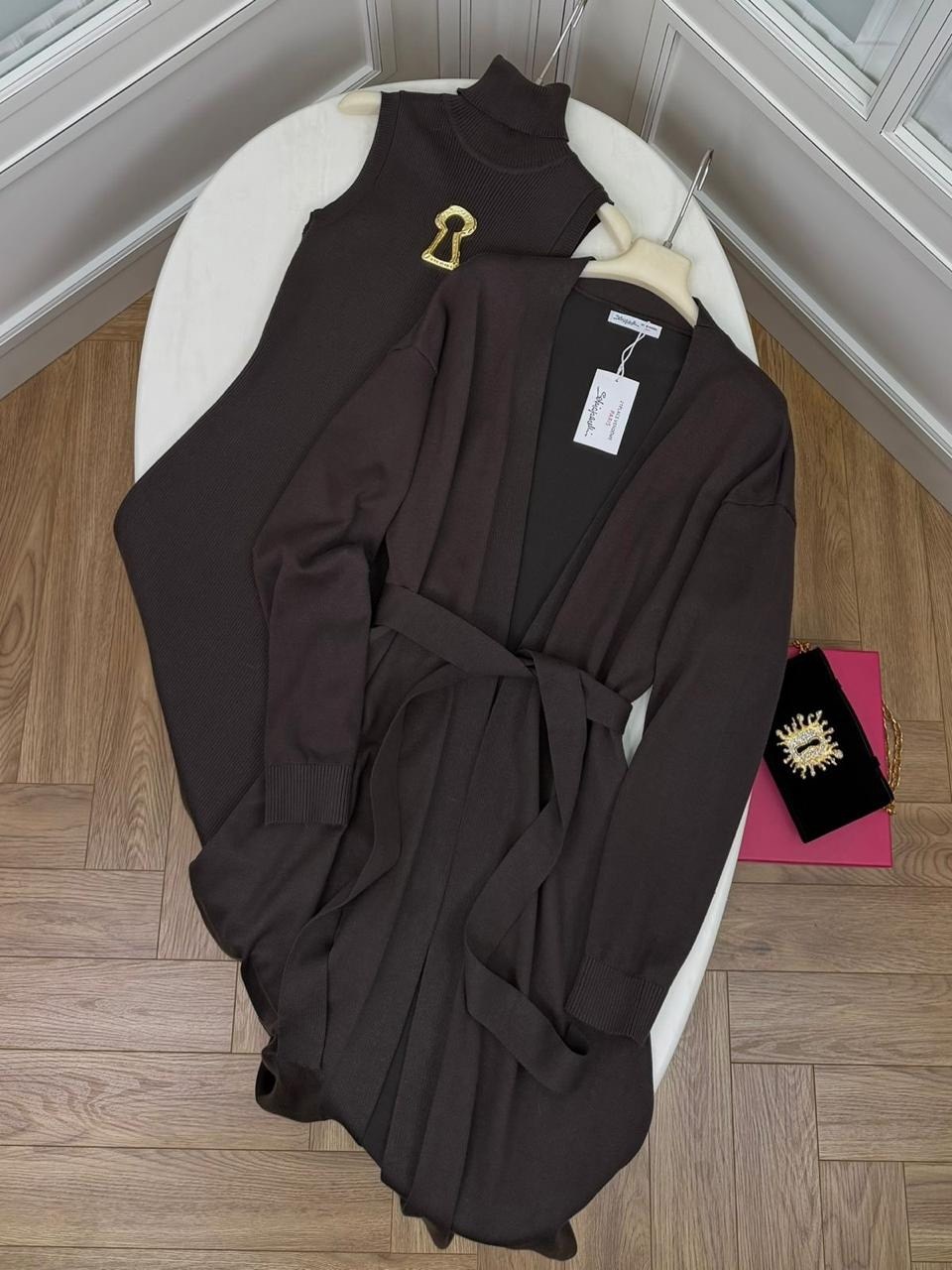 платье удлиненное,трикотажное платье,коричневое платье,платье комбинированное,длинное платье женское