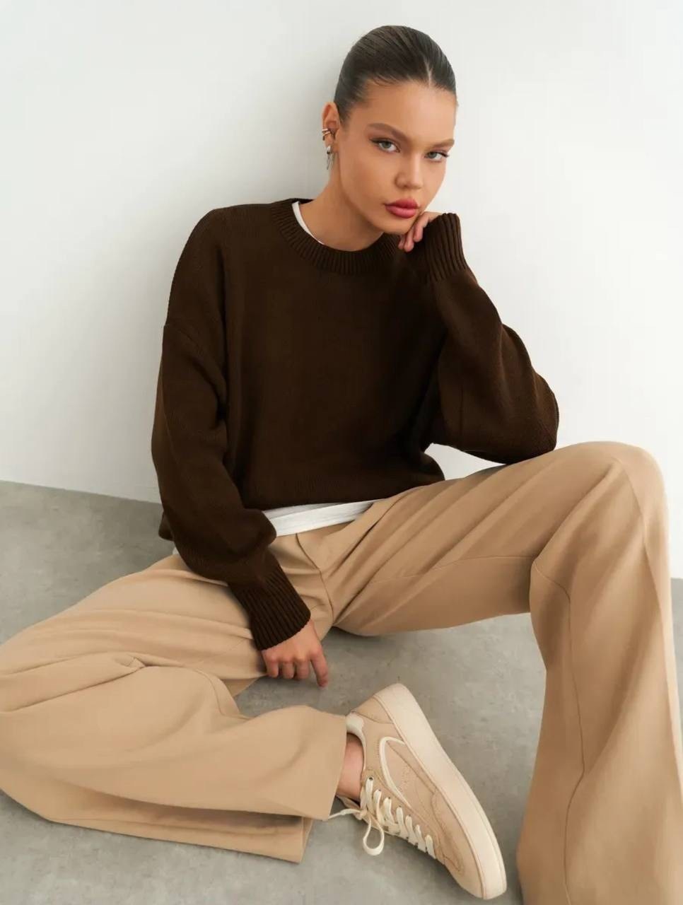 джемпер оверсайз,свитер джемпер,женский свитер,коричневый свитер,свитер женский оверсайз