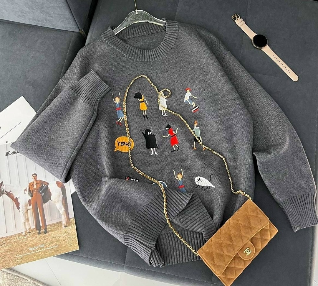 свитер с вышивкой,модные свитера,свитер дизайн,свитера женские,трикотажный свитер