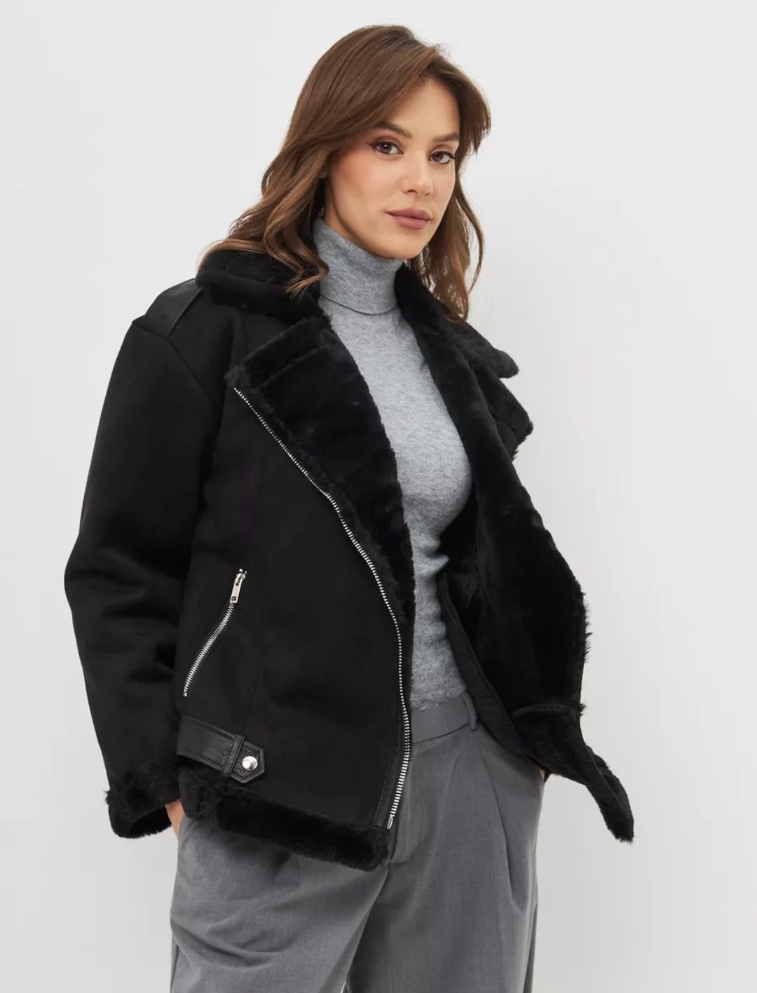 дубленка женская авиатор,дубленка женская,дубленка косуха авиатор женская,черная дубленка,дубленка авиатор зара