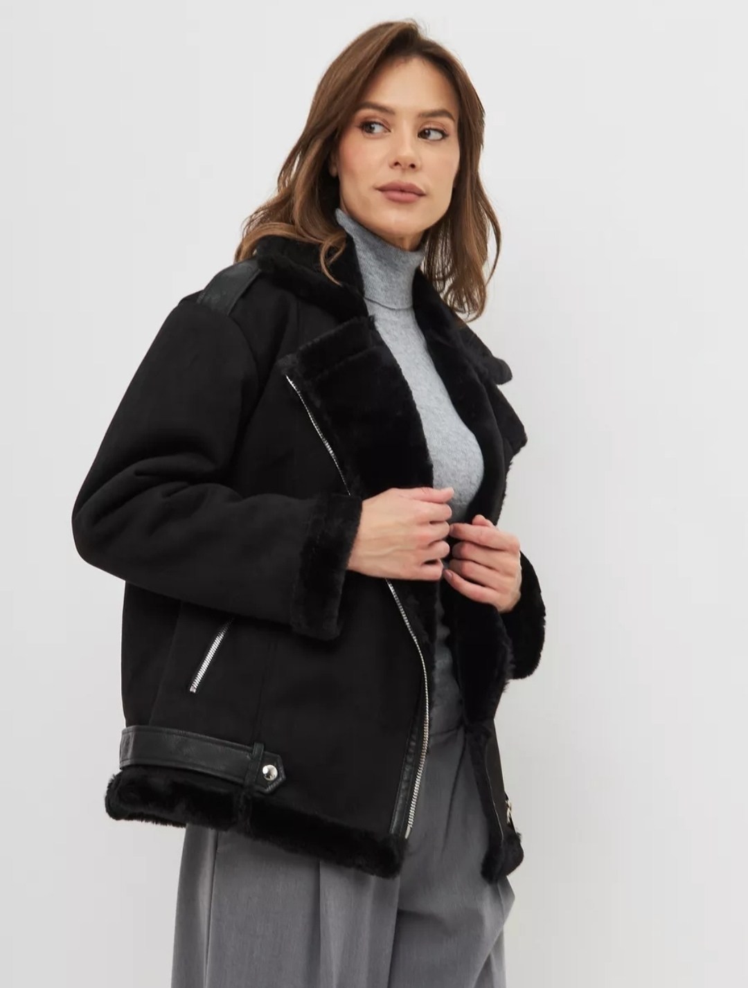 дубленка женская авиатор,дубленка женская,дубленка косуха авиатор женская,черная дубленка,дубленка авиатор зара