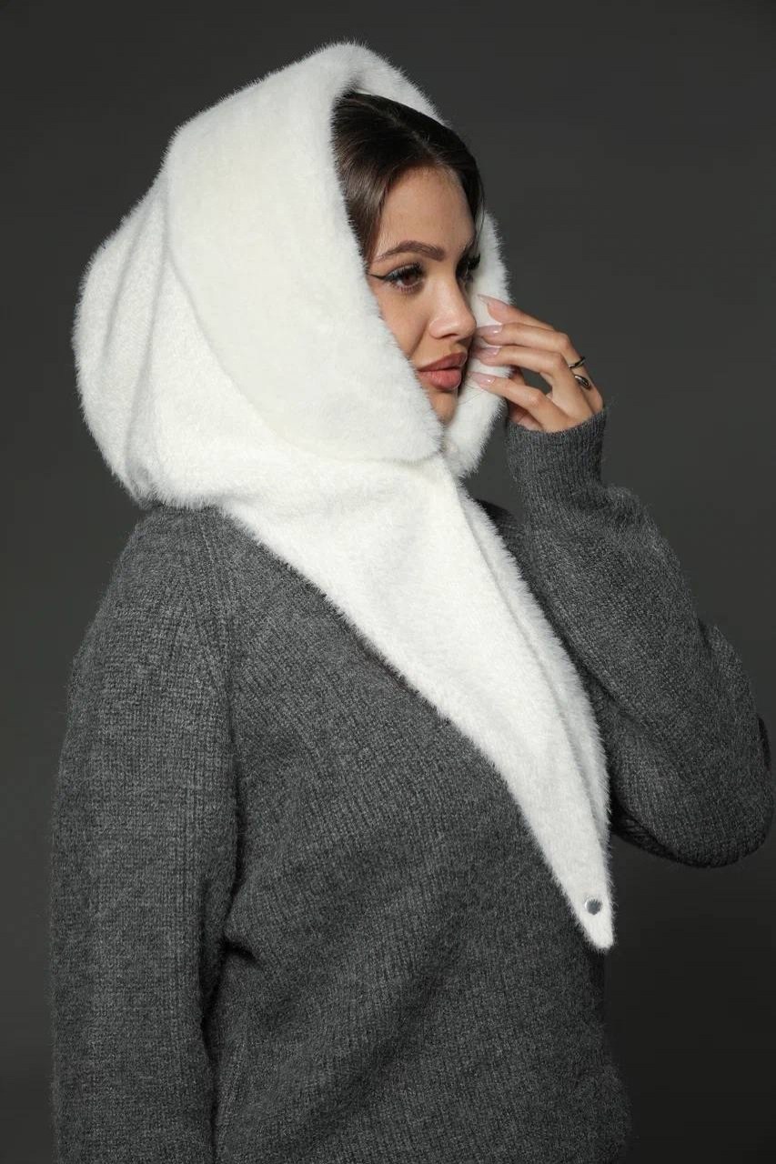 капор капюшон,капор черный вязаный,капор женский,капор капюшон вязаный,капор меховой