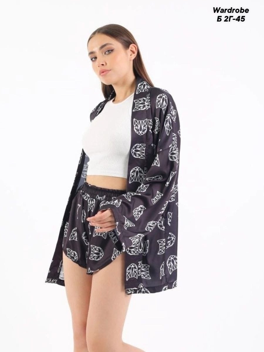 пижама с принтом,пижамы женски,пижама кимоно,женские костюмы,пижама стильная