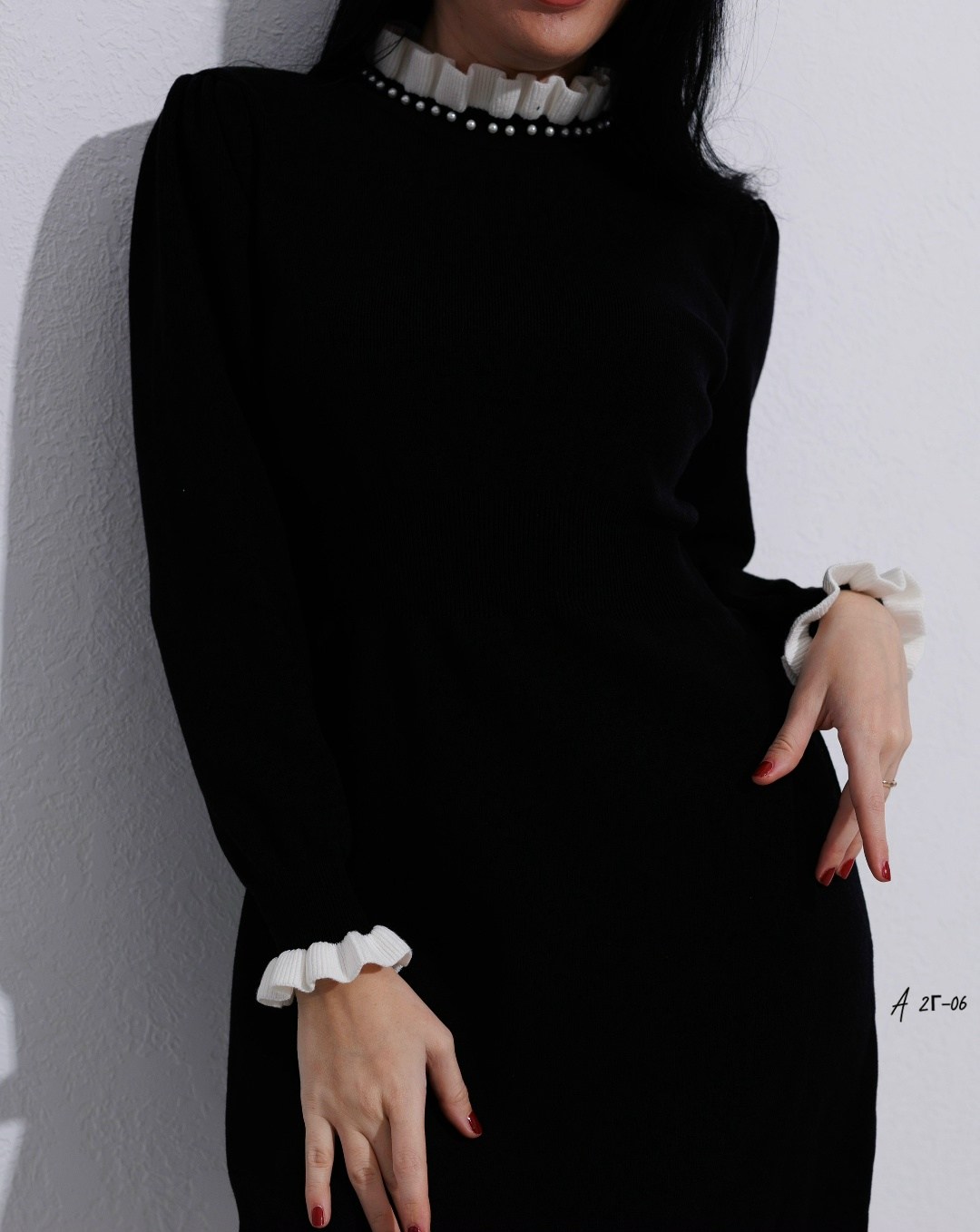платье,платье женская,платье с воротником,платье черное,платье вязаное