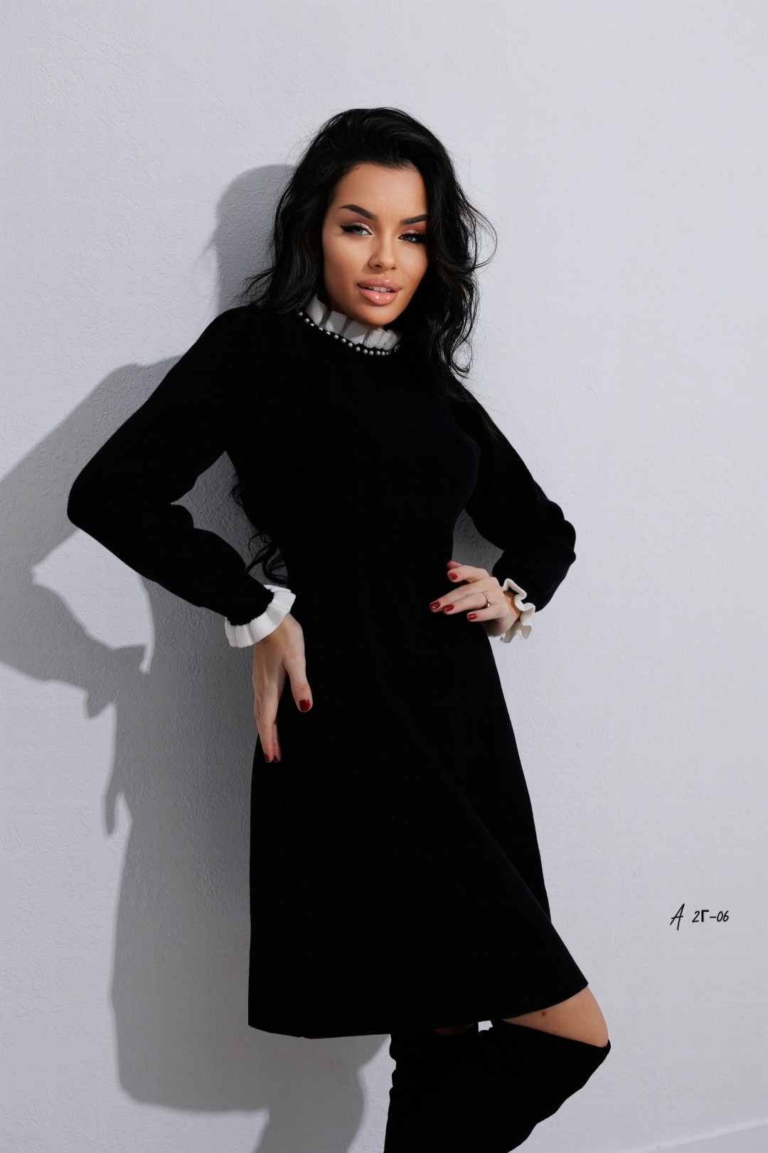 платье,платье женская,платье с воротником,платье черное,платье вязаное