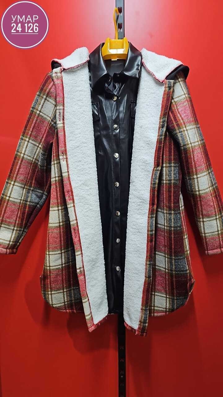 рубашка с капюшоном,женский пальто,теплая рубашка,теплая куртка,рубашка в клетку с капюшоном