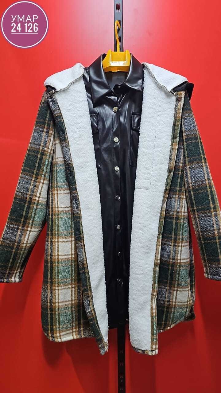рубашка с капюшоном,женский пальто,теплая рубашка,теплая куртка,рубашка в клетку с капюшоном