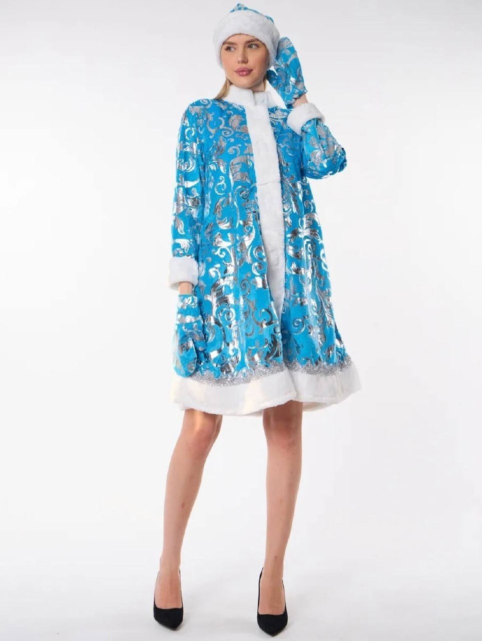 костюм снегурочки велюровый,взрослый костюм снегурочки,костюмы снегурочки,костюм снегурочка премиум взрослая,снегурочка костюм