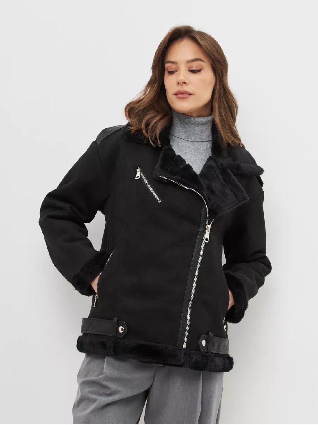 дубленка женская авиатор,дубленка женская,дубленка косуха авиатор женская,черная дубленка,дубленка авиатор зара