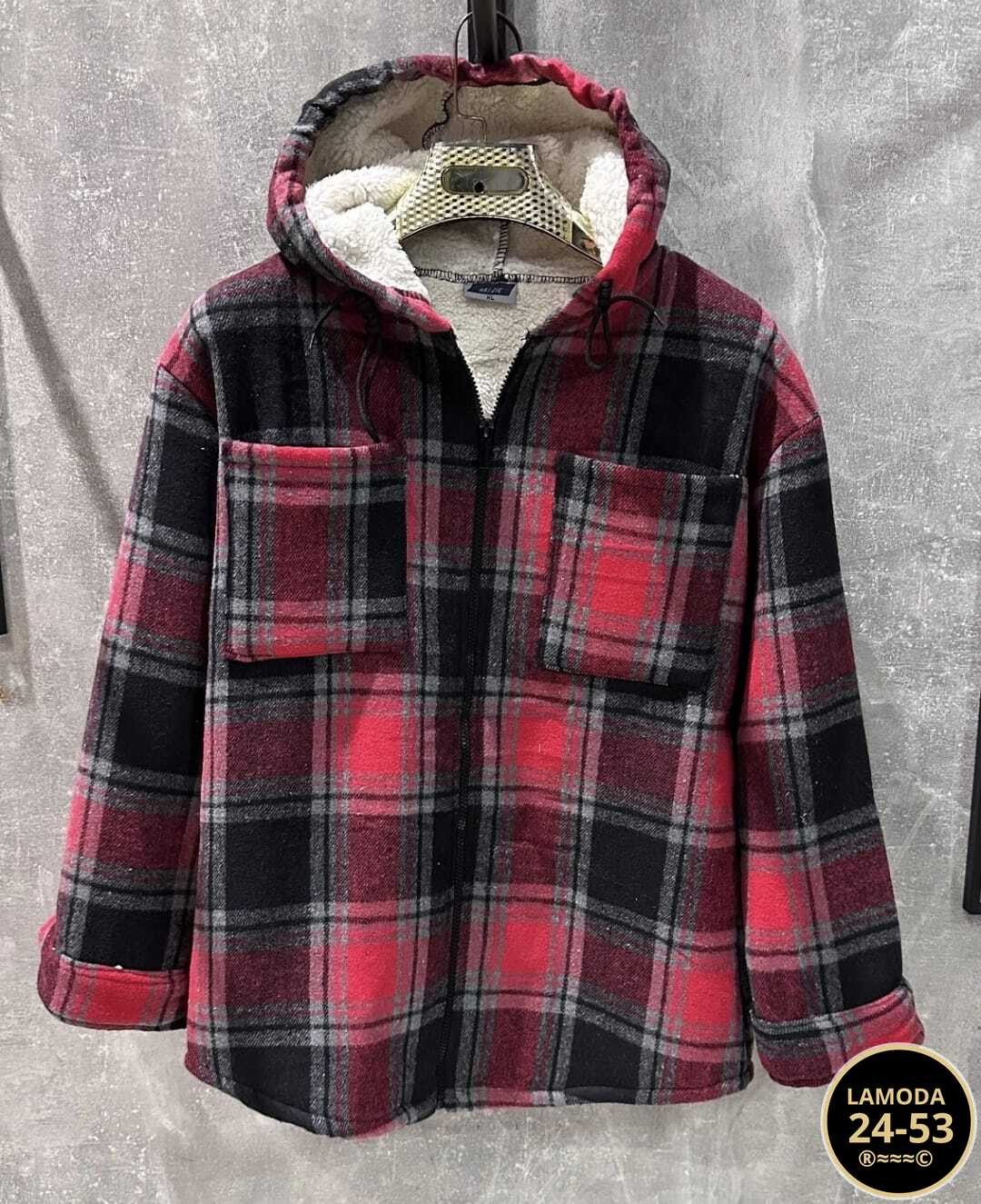 теплая рубашка,рубашка с капюшоном,рубашка теплая в клетку оверсайз,утепленная рубашка,рубашка клетку с капюшоном