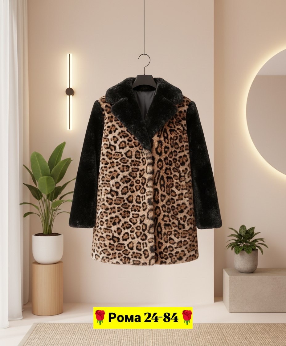 пальто из искусственного меха,пальто плюшевое,пальто из искусственного меха с леопардовым,пальто с леопардовыми карманами,меховое пальто