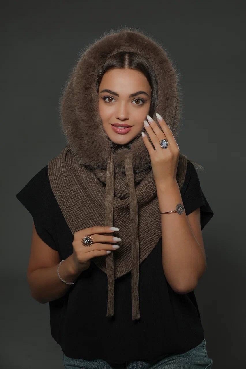 капор женский,капор зимний,шапка платок,шарф капор,капюшон с шарфом