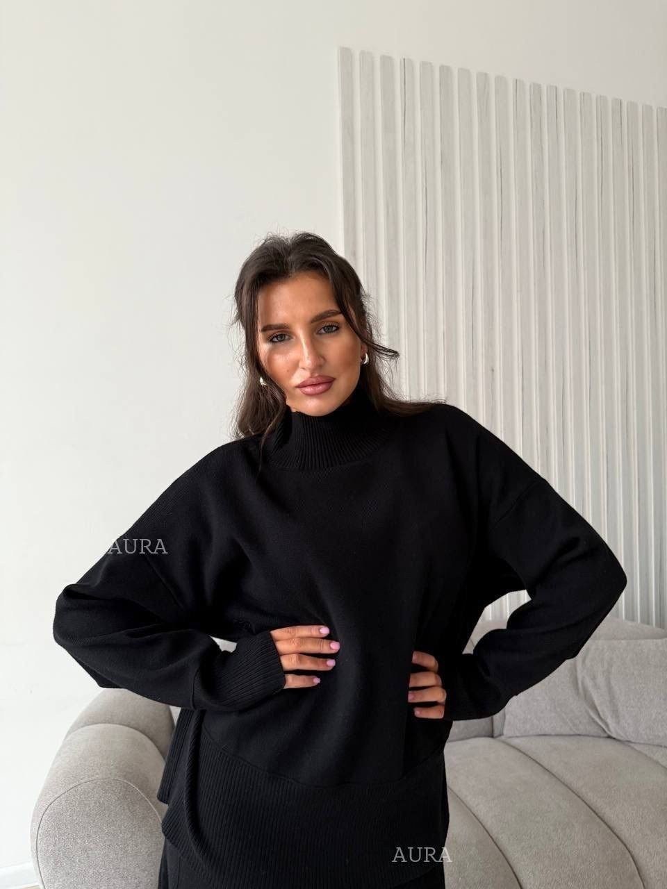 трикотажные костюмы,женская кофта,свитер женский,свитер черный,свитер с высоким воротом