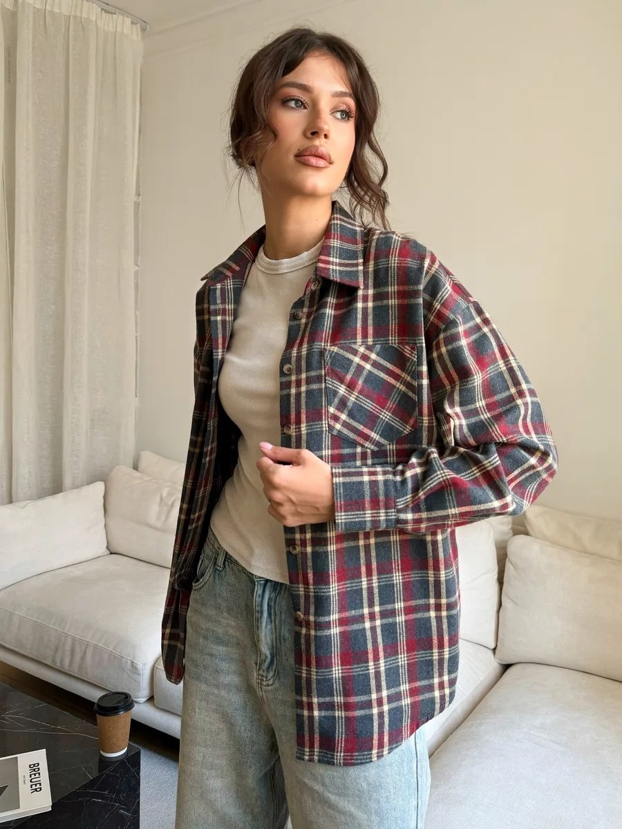 женская рубашка в клетку оверсайз,фланелевая рубашка оверсайз в клетку,рубашка в клетку оверсайз удлиненная,рубашка в клетку женская,рубашка оверсайз в клетку