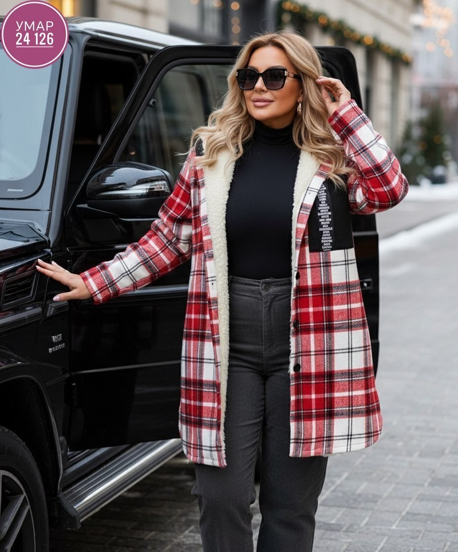 рубашка с капюшоном,женский пальто,теплая рубашка,теплая куртка,рубашка в клетку с капюшоном