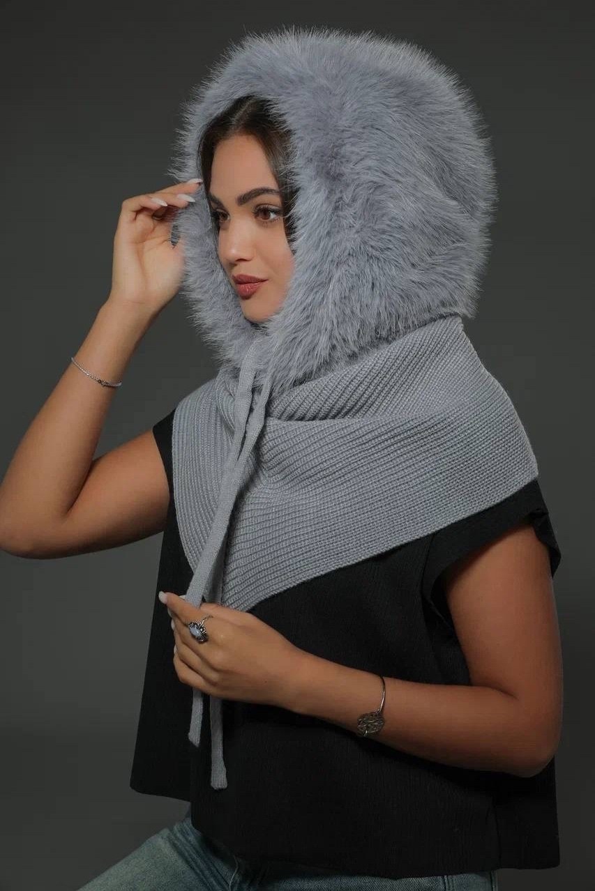 капор женский,капор зимний,шапка платок,шарф капор,капюшон с шарфом