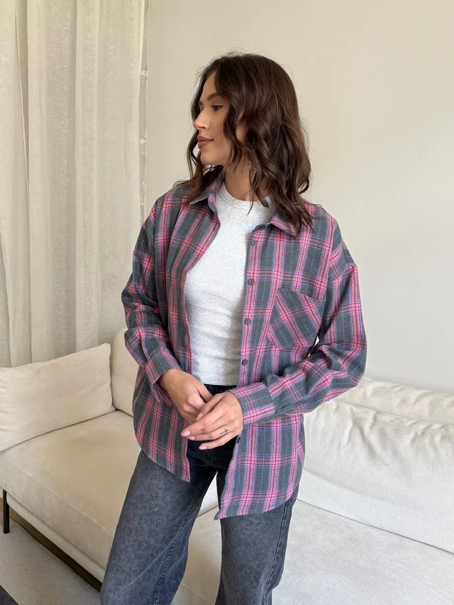 женская рубашка в клетку,рубашка в клетку,женская рубашка в клетку оверсайз,рубашка в клетку удлиненная,рубашка в клетку свободного кроя