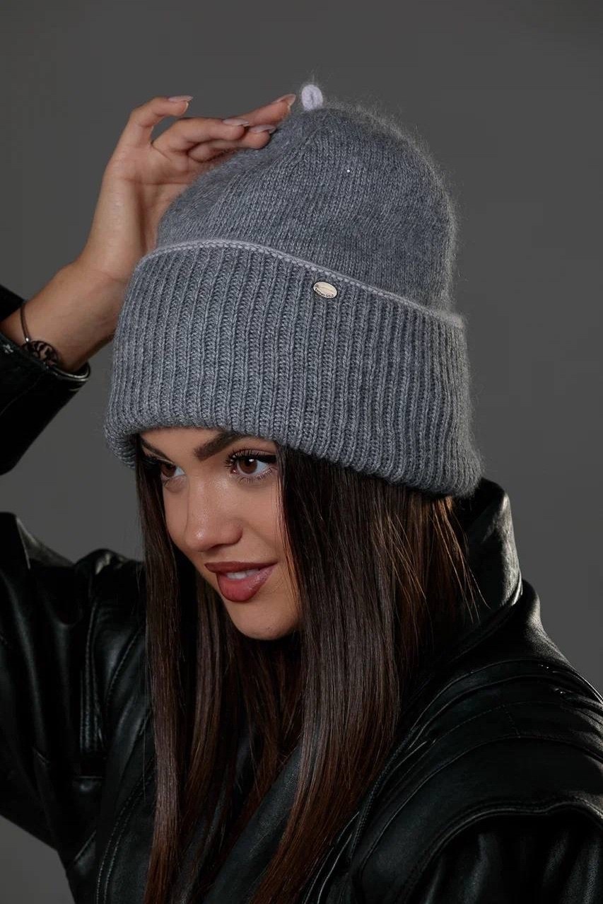 шапка ангора,шапка из ангора,женская шапка,шапка бини,вязаная шапка