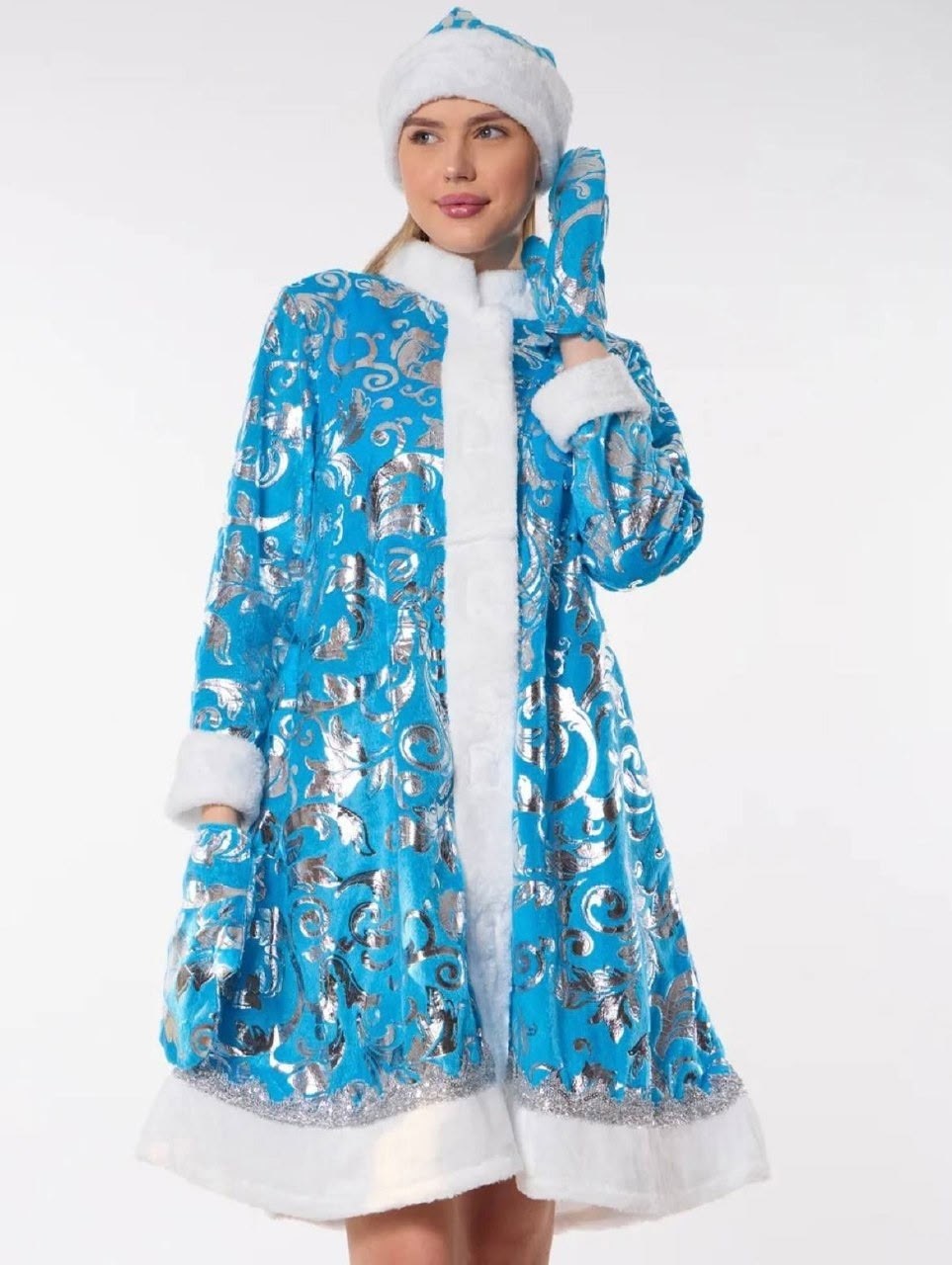 костюм снегурочки велюровый,взрослый костюм снегурочки,костюмы снегурочки,костюм снегурочка премиум взрослая,снегурочка костюм