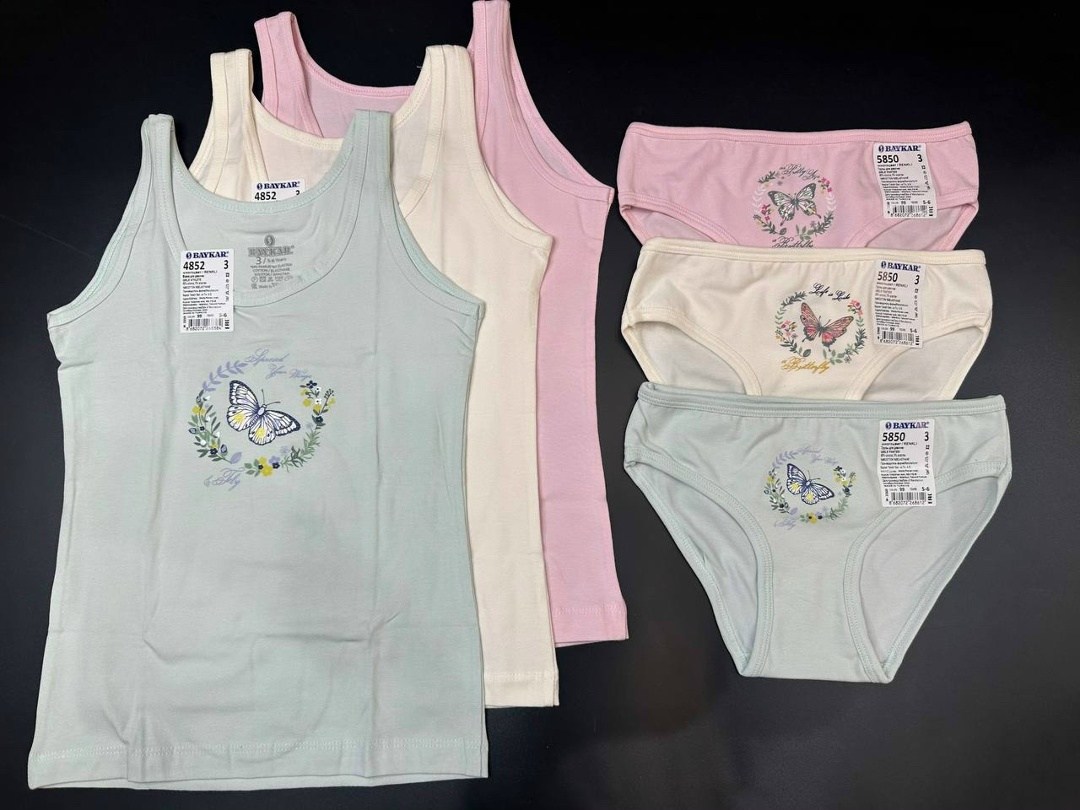 майка для девочки baykar,нижнее белье для девочек комплект,майка для девочек,белье для девочек,нижнее белье для девочек