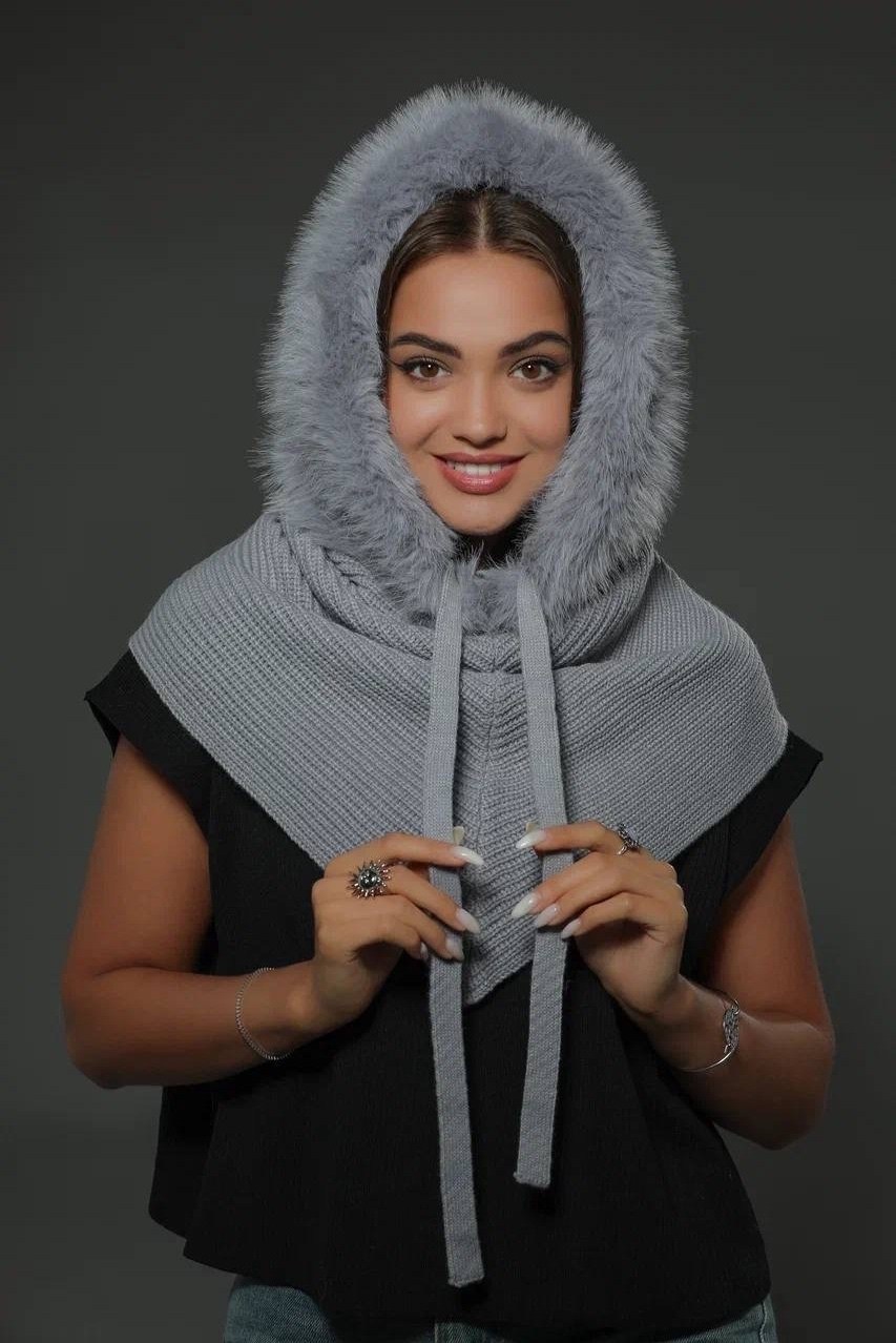 капор женский,капор зимний,шапка платок,шарф капор,капюшон с шарфом