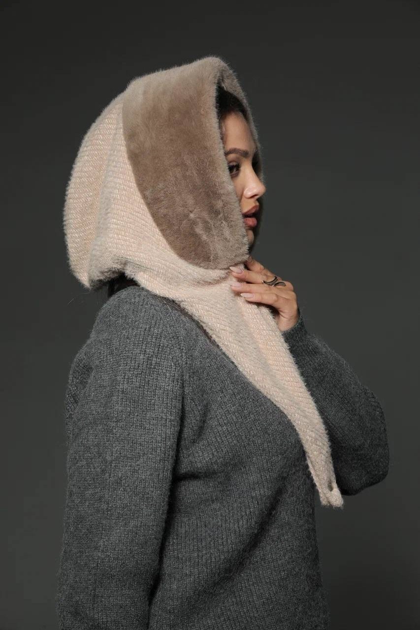 капор капюшон,капор черный вязаный,капор женский,капор капюшон вязаный,капор меховой