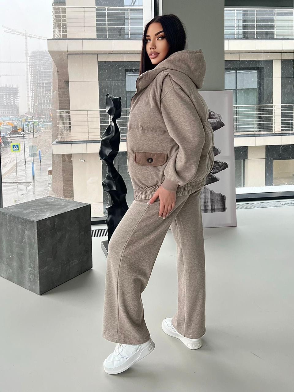 костюм тройка женский,костюм тройка,костюм на флисе,серый костюм тройка,костюм тройка с курткой