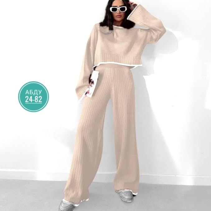 женский трикотажный костюм из двух предметов,женский трикотажный костюм,женский вязаный костюм,трикотажные костюмы,женский костюм с брюками