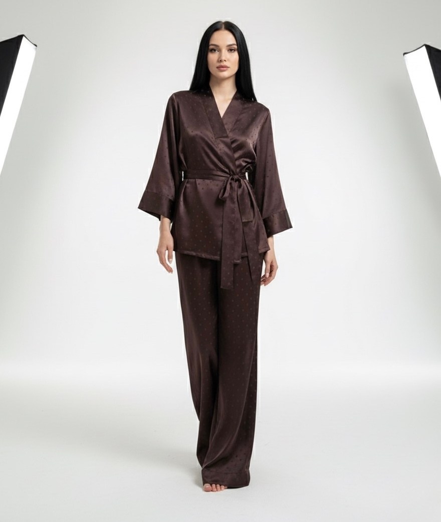 костюмы брючные,костюм с брюками,стильная пижама,шелковый костюм в пижамном стиле,шелковый костюм в пижамном стиле в 2025